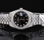 Rolex DateJust Black Dial Replica Watches Moissanite Diamonds Custom 41mm - Image 6
