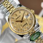 Rolex DateJust Luxury Imitation Watches Yellow Dial Jubilee Strap AR Factory 36mm - Image 4