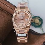 Rolex Day-Date 128235 Rose Gold Luxury Fake Watches Pink Dial Weight 156 Grams GF Factory 36mm