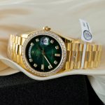 Rolex Day-Date 128348 Imitation Watches Green Ombre Dial 18K Gold Wrapped Bezel Moissanite Diamonds Custom 36mm - Image 5