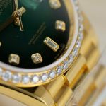 Rolex Day-Date 128348 Imitation Watches Green Ombre Dial 18K Gold Wrapped Bezel Moissanite Diamonds Custom 36mm - Image 9