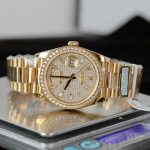 Rolex Day-Date Copies Watches 18K Gold Wrapped + Moissanite Diamonds QF Factory 36mm - Image 4