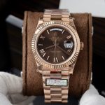 Rolex Day-Date Rose Gold Plated Replica 1:1, weighing 186 grams, QF Factory, 40mm.