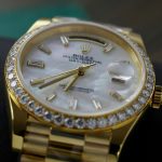 Rolex Day-Date MOP Dial Imitation Watches 18K Gold Wrapped + Bezel Moissanite Diamonds GM Factory 40mm - Image 5