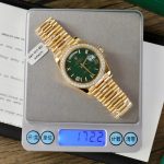 Rolex Day-Date Green Dial Knock Off Watches 18K Gold Wrapped + Bezel Moissanite Diamonds GM Factory 40mm - Image 2