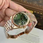 Rolex Luxury Fake Watches Day-Date Green Dial Rose Gold Weight 186 Grams QF Factory 40mm - Image 3
