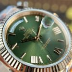 Rolex Luxury Fake Watches Day-Date Green Dial Rose Gold Weight 186 Grams QF Factory 40mm - Image 4