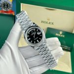 Rolex Imitation Watches Day-Date Black Dial Weight 186 Grams QF Factory 40mm