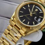 Rolex Day-Date Black Dial With Checkered Pattern Custom 18K Gold Wrapped GM Factory 40mm - Image 4