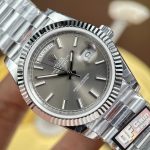 Rolex Luxury Imitation Watches Day-Date Gray Dial Luminous Numbers Weight 186 Grams QF Factory 40mm - Image 4