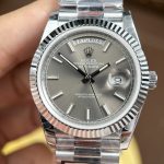 Rolex Luxury Imitation Watches Day-Date Gray Dial Luminous Numbers Weight 186 Grams QF Factory 40mm - Image 3
