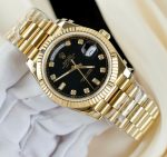 Rolex Day-Date Replica Watches Black Dial President Strap GM Factory 40mm - Image 3