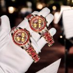 Rolex Daytona 116598SACO Leopard Print Replica Watches 18K Gold Wrapped + Moissanite Diamonds Custom 40mm