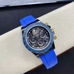 Rolex Daytona By Blaken Fake Watches Skeleton Dial Rubber Strap Blue 40mm