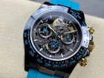 Rolex Daytona By Blaken Luxury Fake Watches Skeleton Dial Rubber Strap Cyan 40mm - Image 4