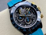 Rolex Daytona By Blaken Luxury Fake Watches Skeleton Dial Rubber Strap Cyan 40mm - Image 3