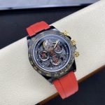 Rolex Daytona By Blaken Luxury Imitation Watches Skeleton Dial Rubber Strap Red 40mm