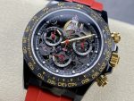 Rolex Daytona By Blaken Luxury Imitation Watches Skeleton Dial Rubber Strap Red 40mm - Image 4