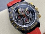 Rolex Daytona By Blaken Luxury Imitation Watches Skeleton Dial Rubber Strap Red 40mm - Image 3