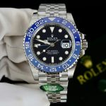 Rolex GMT-Master II Replica Watches Black Dial Bezel Blue Ceramic Jubilee Strap AR Factory 40mm