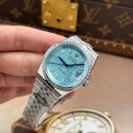 Rolex Land-Dweller 127236 Imitation Watches Ice Blue Dial Honeycomb Pattern Bezel Diamonds CZ Baguette Custom 36mm - Image 3