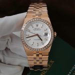 Rolex Land-Dweller 127334 White Dial Honeycomb Pattern Replica Watches Diamonds CZ Baguette Custom 40mm