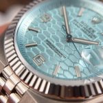 Rolex Land-Dweller 127336 Luxury Fake Watches Ice Blue Dial Honeycomb Pattern 40mm - Image 7