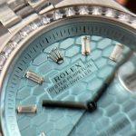 Rolex Land-Dweller 127336 Ice Blue Dial Honeycomb Pattern Replica Watches Diamonds CZ Baguette Custom 40mm - Image 5
