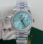 Rolex Luxury Fake Watches Day-Date Ice Blue Dial Weight 186 Grams QF Factory 40mm