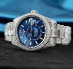 Rolex Sky-Dweller 336934 Blue Dial Fake Watches Full Stone CZ Automatic Movement 42mm - Image 4