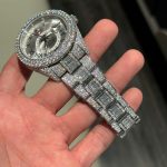 Rolex Sky-Dweller Silver Dial Replica Watches Full Moissanite Diamonds Custom 42mm - Image 5