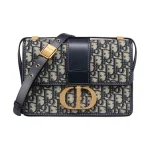 30 Montaigne Large Flap Bag with Full Embroidered Oblique Monogram