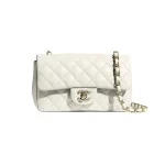 Chanel Classic Flap Mini – White Lambskin & Gold-Tone Metal Chain