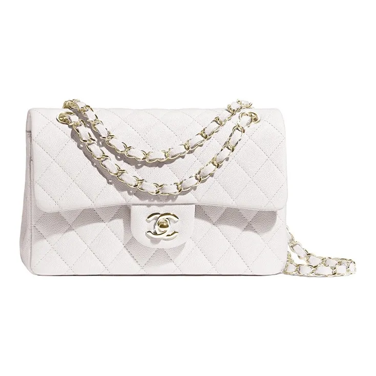 c665a83717b243c197d1b497e09b8d92.webp Chanel Classic Flap Small (23cm) – White Caviar Leather with Gold-Tone Metal - Image 1