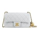 Chanel Classic Flap Mini – Light Grey Lambskin & Gold-Tone Metal – Pearl Crush