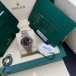 Rolex DateJust watch, chocolate dial, 18K gold plated, custom-made by VS factory, 36mm case diameter. - Image 8