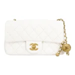 Chanel Classic Flap Mini – White Lambskin & Gold-Tone Metal – Pearl Crush