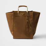 Large Re-Nylon and leather tote bag