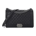 CHANEL Le Boy Bag – Aged Silver-Tone Hardware