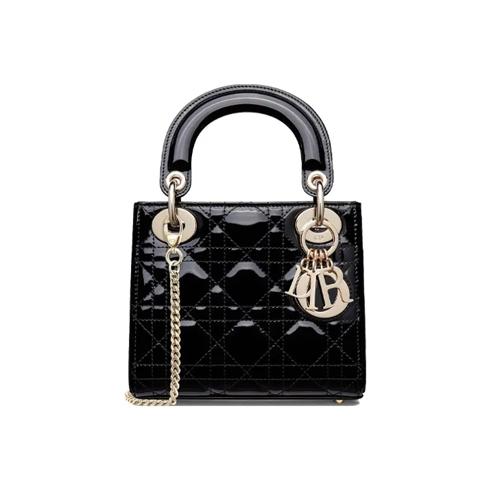 f52e10c93e8f4213b63be9202a305137.webp Lady Dior Small Bag – Patent Calfskin in Shiny Black - Image 1